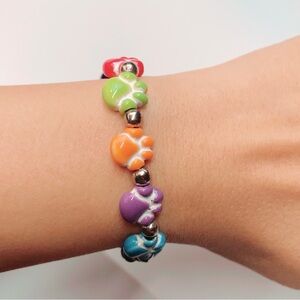 Blue Green Orange Purple Dog Paw Beaded Fashion Bracelet